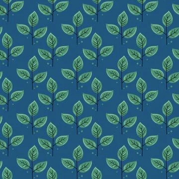 Hand drawn floral pattern vector design. Simple ornament with plant and leaf. イラスト素材