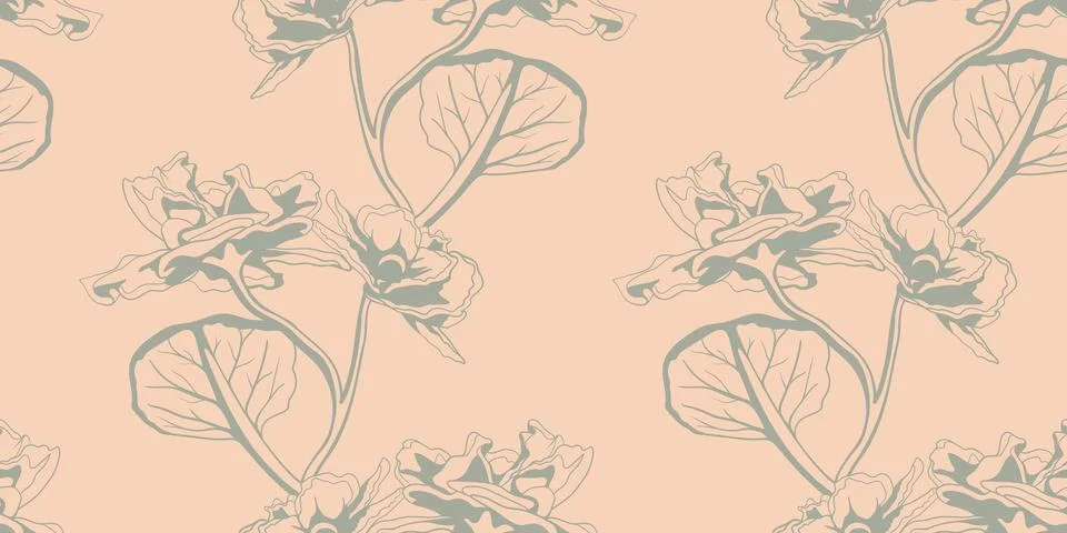 Hand drawn floral pattern vector design. Flower drawing simple ornament. Stock Illustration