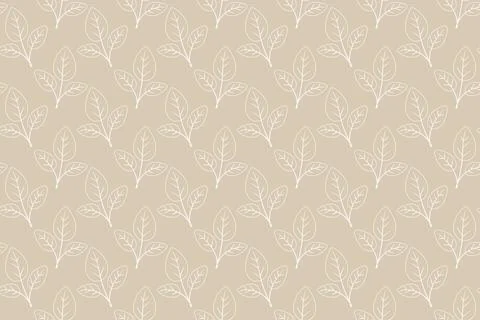 Hand drawn floral pattern vector design. Simple ornament with plant and leaf. Stock Illustration