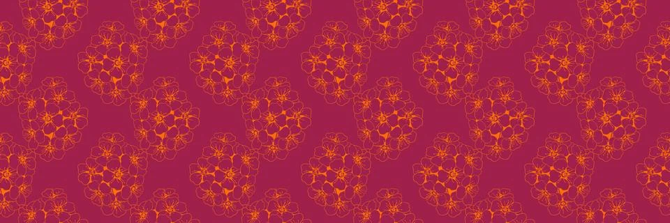 Hand drawn floral pattern vector design. Flower drawing simple ornament. イラスト素材