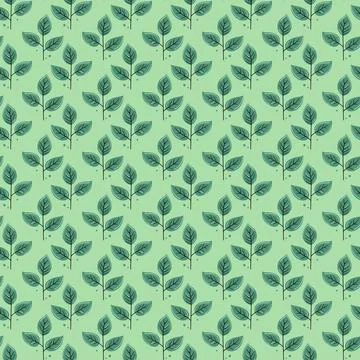 Hand drawn floral pattern vector design. Simple ornament with plant and leaf. Stock Illustration