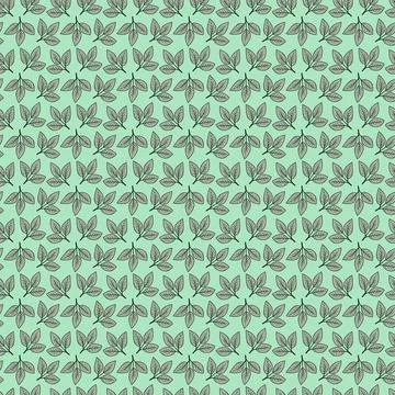 Hand drawn floral pattern vector design. Simple ornament with plant and leaf. Illustrazione stock