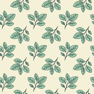 Hand drawn floral pattern vector design. Simple ornament with plant and leaf. イラスト素材