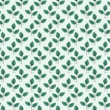 Hand drawn floral pattern vector design. Simple ornament with plant and leaf. Stock Illustration