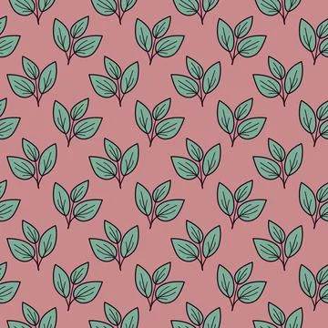 Hand drawn floral pattern vector design. Simple ornament with plant and leaf. Illustrazione stock