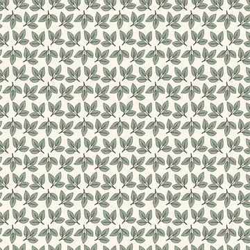 Hand drawn floral pattern vector design. Simple ornament with plant and leaf. Stock Illustration