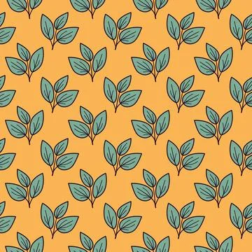 Hand drawn floral pattern vector design. Simple ornament with plant and leaf. Illustrazione stock