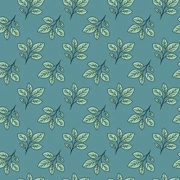 Hand drawn floral pattern vector design. Simple ornament with plant and leaf. Stock Illustration