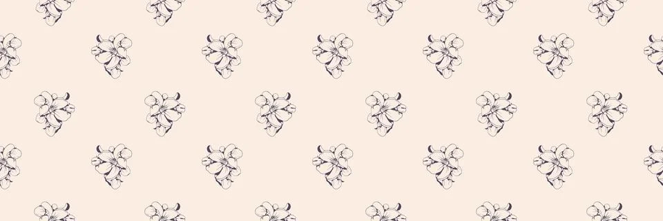 Hand drawn floral pattern vector design. Flower drawing simple ornament. Stock Illustration