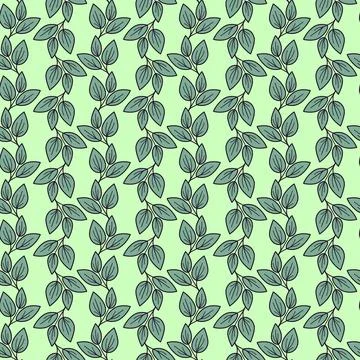 Hand drawn floral pattern vector design. Simple ornament with plant and leaf. Illustrazione stock