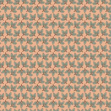 Hand drawn floral pattern vector design. Simple ornament with plant and leaf. イラスト素材