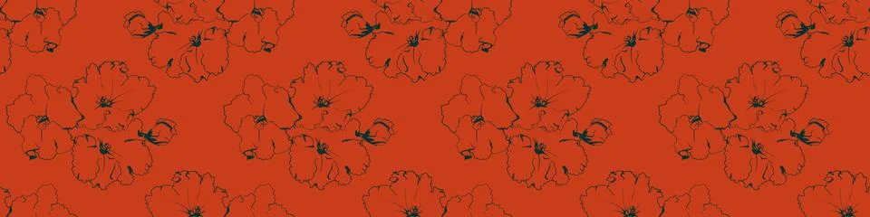 Hand drawn floral pattern vector design. Flower drawing simple ornament. Stock Illustration