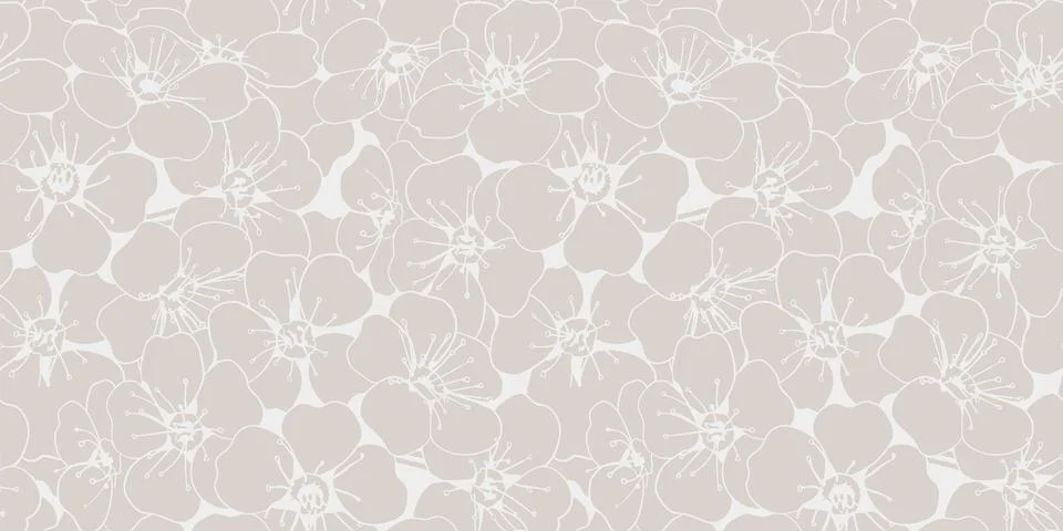 Hand drawn floral pattern vector design. Flower drawing simple ornament. イラスト素材