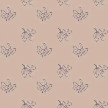 Hand drawn floral pattern vector design. Simple ornament with plant and leaf. Illustrazione stock