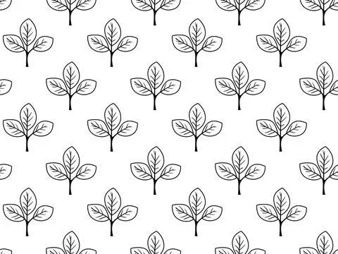 Hand drawn floral pattern vector design. Simple ornament with plant and leaf. Illustrazione stock