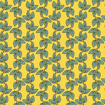 Hand drawn floral pattern vector design. Simple ornament with plant and leaf. Stock Illustration