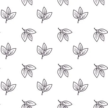 Hand drawn floral pattern vector design. Simple ornament with plant and leaf. Stock Illustration