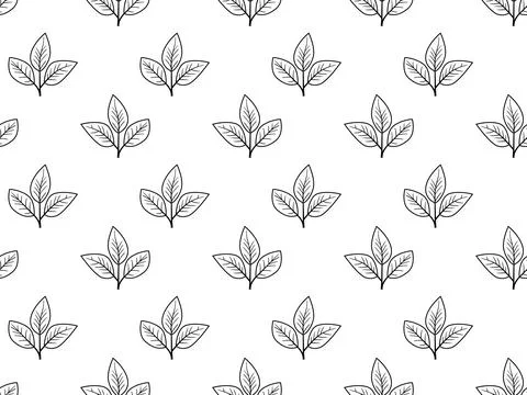 Hand drawn floral pattern vector design. Simple ornament with plant and leaf. Stock Illustration