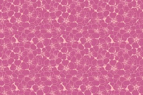 Hand drawn floral pattern vector design. Flower drawing simple ornament. Stock Illustration