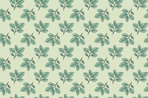 Hand drawn floral pattern vector design. Simple ornament with plant and leaf. Stock Illustration
