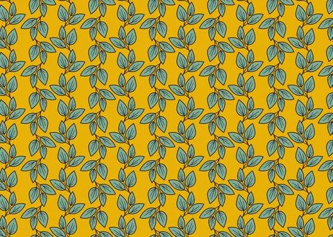 Hand drawn floral pattern vector design. Simple ornament with plant and leaf. イラスト素材