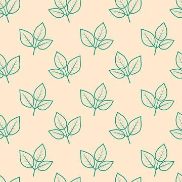 Hand drawn floral pattern vector design. Simple ornament with plant and leaf. Illustrazione stock