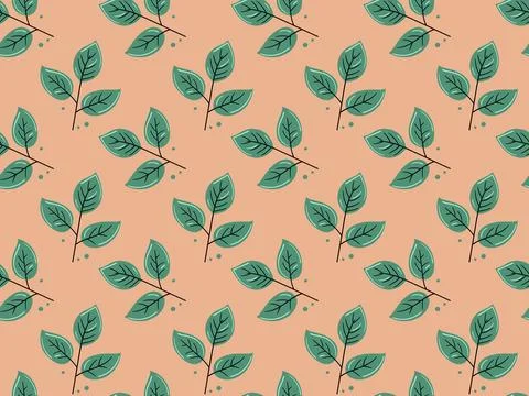 Hand drawn floral pattern vector design. Simple ornament with plant and leaf. イラスト素材