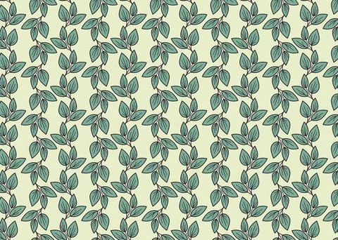 Hand drawn floral pattern vector design. Simple ornament with plant and leaf. Stock Illustration