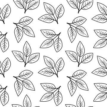 Hand drawn floral pattern vector design. Simple ornament with plant and leaf. Illustrazione stock