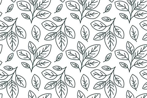 Hand drawn floral pattern vector design. Simple ornament with plant and leaf. イラスト素材