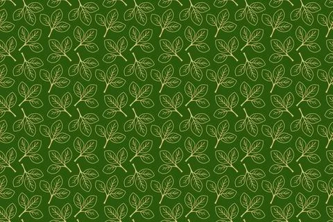 Hand drawn floral pattern vector design. Simple ornament with plant and leaf. Stock Illustration