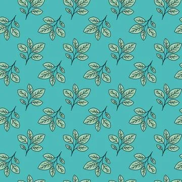 Hand drawn floral pattern vector design. Simple ornament with plant and leaf. イラスト素材
