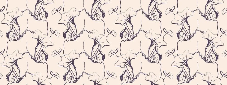 Hand drawn floral pattern vector design. Flower drawing simple ornament. Stock Illustration