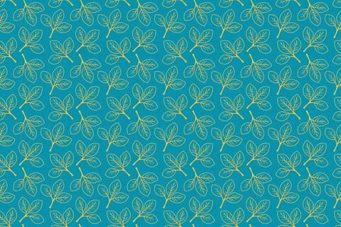 Hand drawn floral pattern vector design. Simple ornament with plant and leaf. Stock Illustration