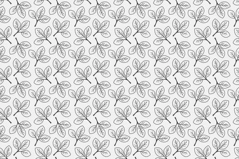 Hand drawn floral pattern vector design. Simple ornament with plant and leaf. Stock Illustration