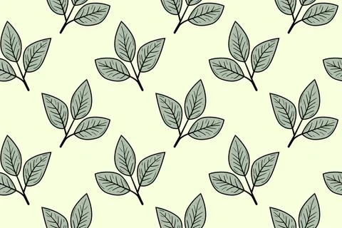 Hand drawn floral pattern vector design. Simple ornament with plant and leaf. Illustrazione stock