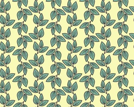 Hand drawn floral pattern vector design. Simple ornament with plant and leaf. Stock Illustration
