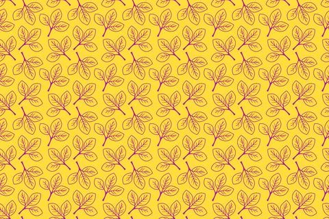 Hand drawn floral pattern vector design. Simple ornament with plant and leaf. Illustrazione stock