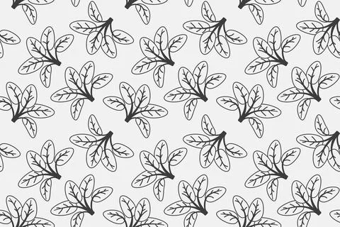 Hand drawn floral pattern vector design. Simple ornament with plant and leaf. Stock Illustration