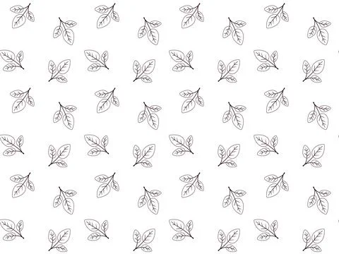 Hand drawn floral pattern vector design. Simple ornament with plant and leaf. Stock Illustration