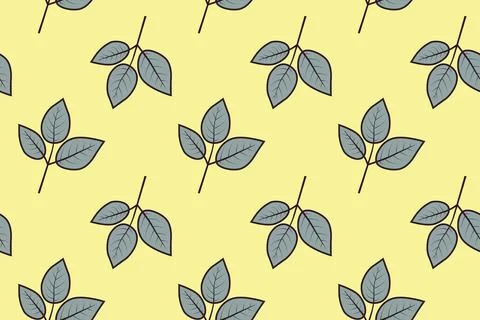 Hand drawn floral pattern vector design. Simple ornament with plant and leaf. Stock Illustration