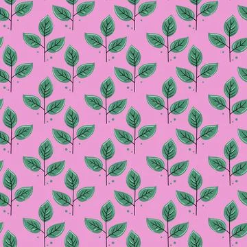 Hand drawn floral pattern vector design. Simple ornament with plant and leaf. Illustrazione stock