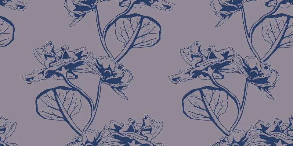 Hand drawn floral pattern vector design. Flower drawing simple ornament. Illustrazione stock