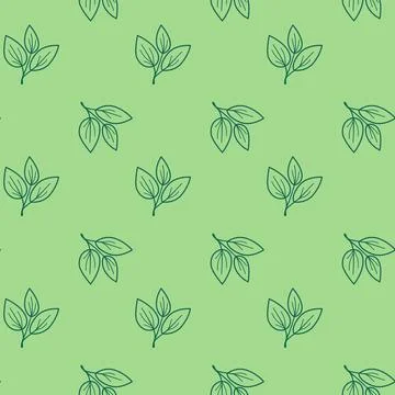 Hand drawn floral pattern vector design. Simple ornament with plant and leaf. Stock Illustration