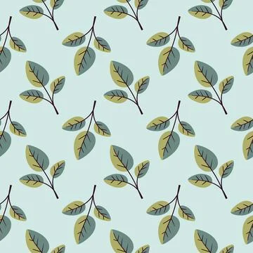 Hand drawn floral pattern vector design. Simple ornament with plant and leaf. Illustrazione stock