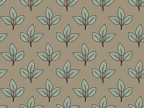 Hand drawn floral pattern vector design. Simple ornament with plant and leaf. Illustrazione stock