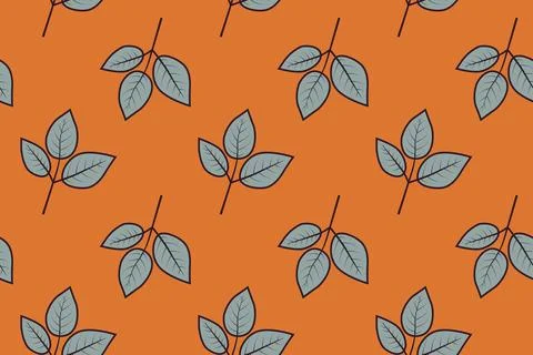 Hand drawn floral pattern vector design. Simple ornament with plant and leaf. Stock Illustration