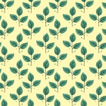 Hand drawn floral pattern vector design. Simple ornament with plant and leaf. Stock Illustration