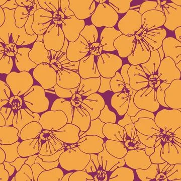 Hand drawn floral pattern vector design. Flower drawing simple ornament. Stock Illustration