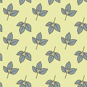 Hand drawn floral pattern vector design. Simple ornament with plant and leaf. Illustrazione stock